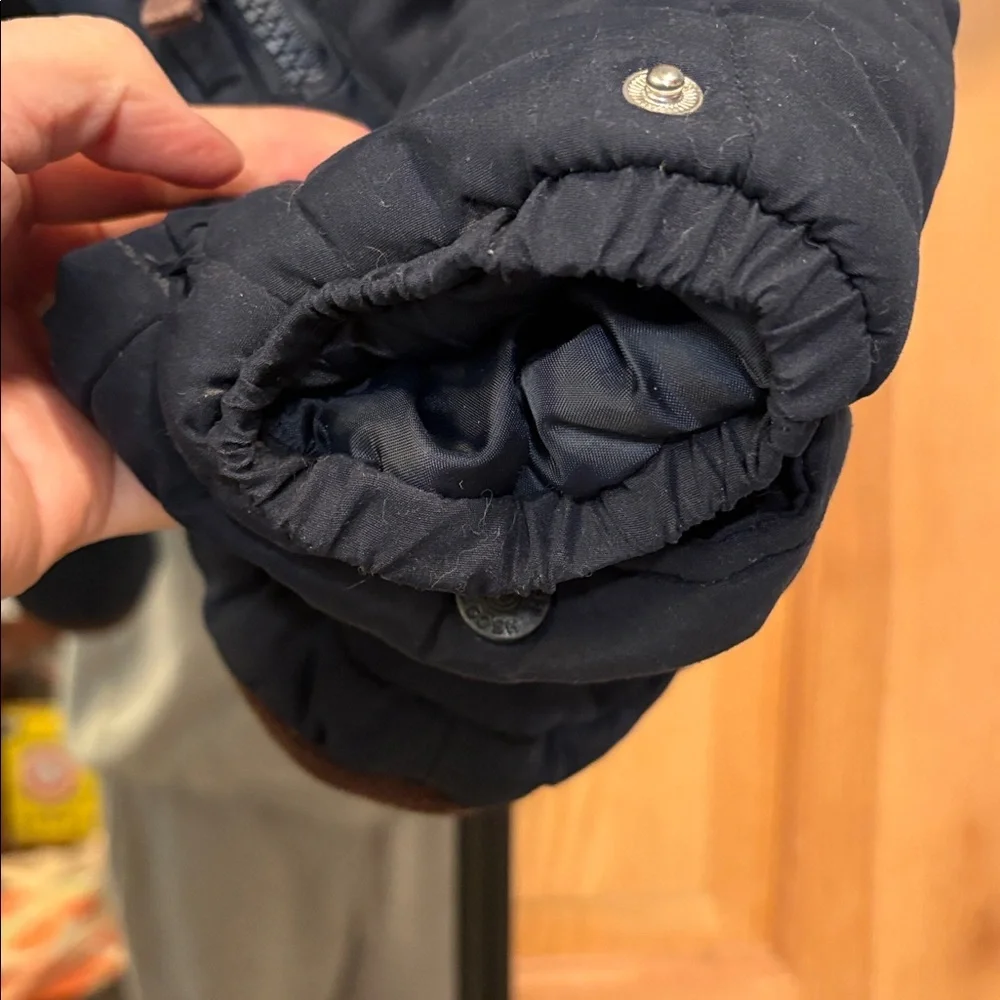 OshKosh B'gosh Navy Quilted Footed One-Piece Snowsuit with Brown Trim